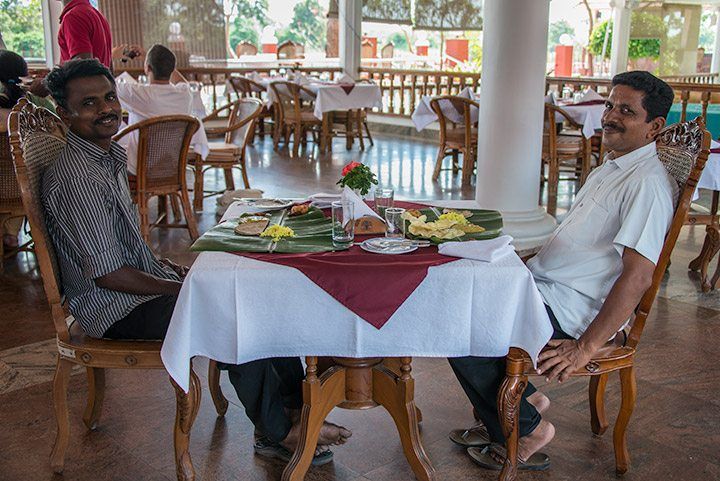 Our bus driver (right) and his assistant. They've just been simply awesome. Normally the drivers are provided a meal by the hotels or restaurants that we visit. But we found out that they often get served just rice and spicy soup. So we invited them to join our feast.