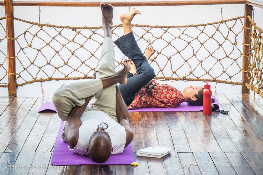 One of the yoga asana classes took place on a deck overlooking the lake. It was just breathtaking practicing yoga at dawn and watching life on the lake in the foreground.