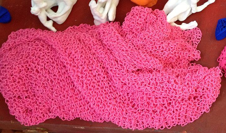 A 3D printed scarf made up of thousands of tiny interlocking rings. The amazing thing is it is all one piece.