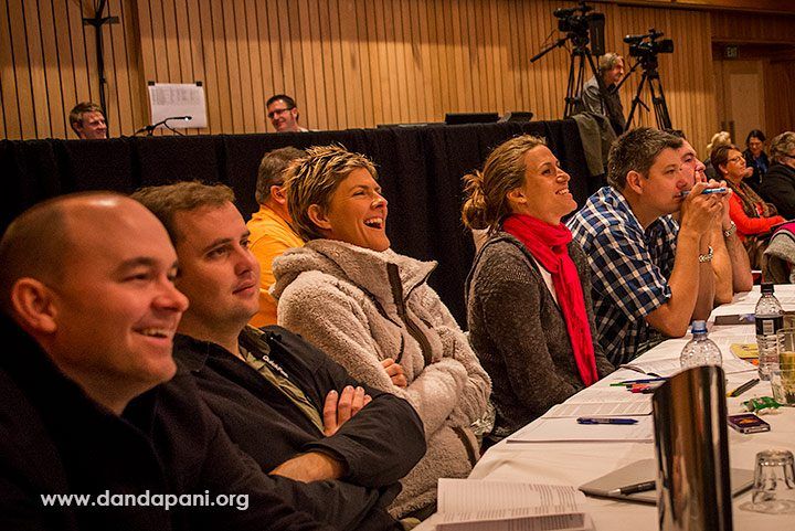 Natalie Cook, Olympic bronze and gold medalist (white top), was also a speaker at the conference.