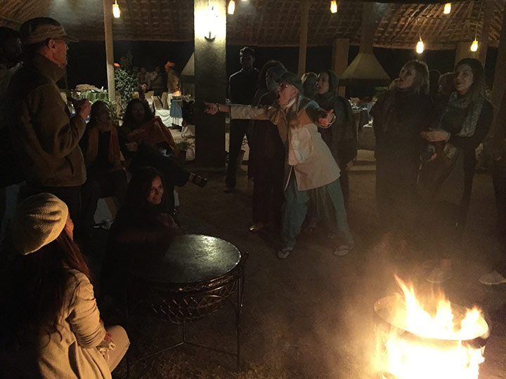 An evening under the stars is not complete unless you have fire and songs....Lynda leads us in a few songs with Reena and Laura on drums...