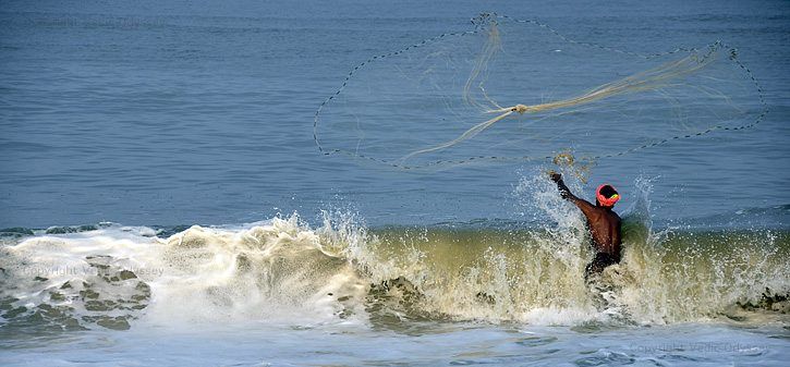 Fisherman on Marari Beach, Kerala in South India