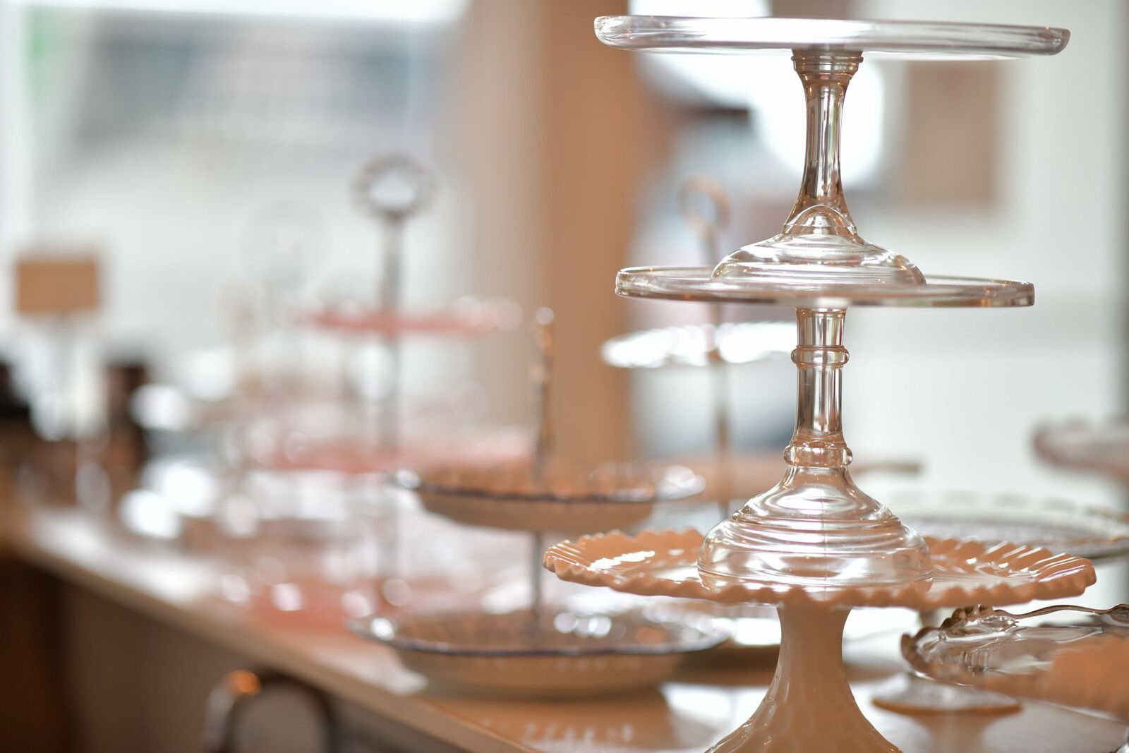 Heirloom teacups and matching saucers on display