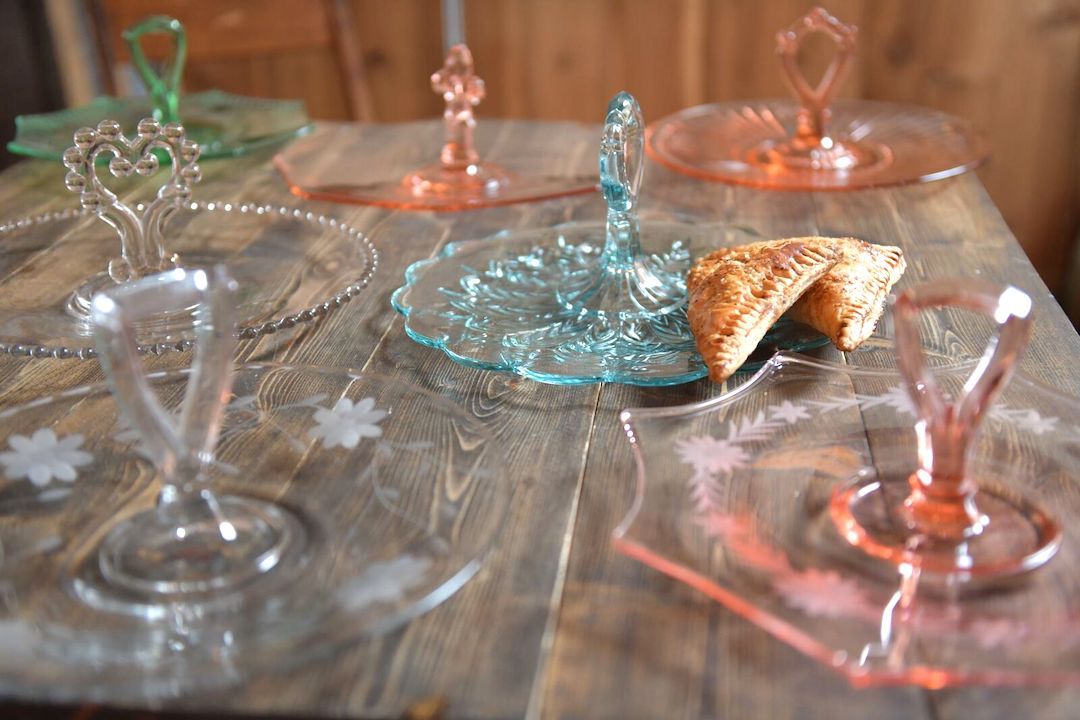 Tiered tidbit trays for afternoon tea desserts