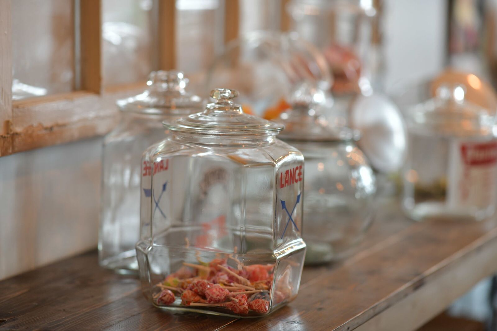 Vintage apothecary candy jars for dessert table