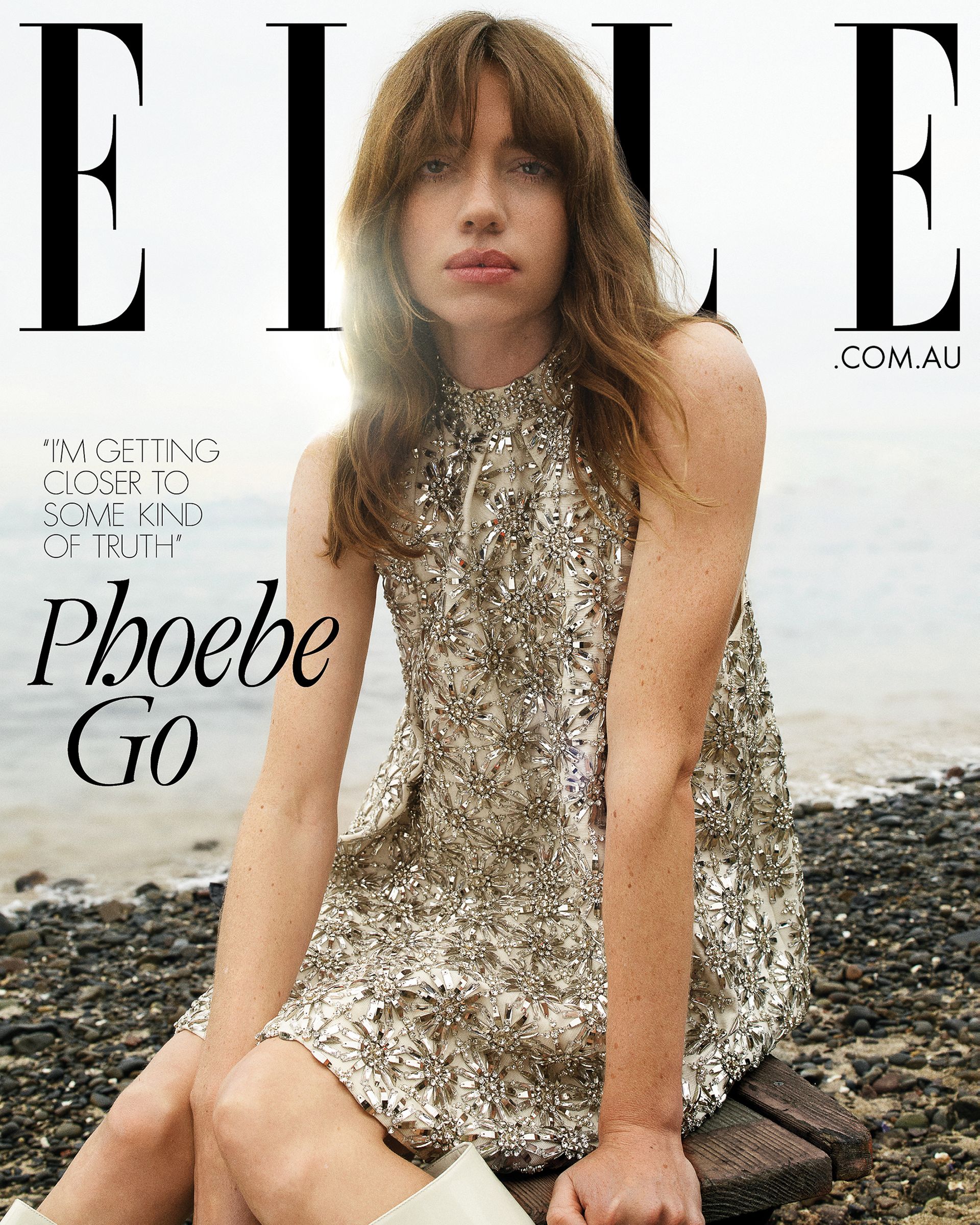 Phoebe Go photographed by Mia Rankin for Elle Australia, wearing Celine