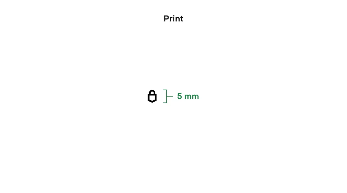 Minimum print size for Trezor lock symbol