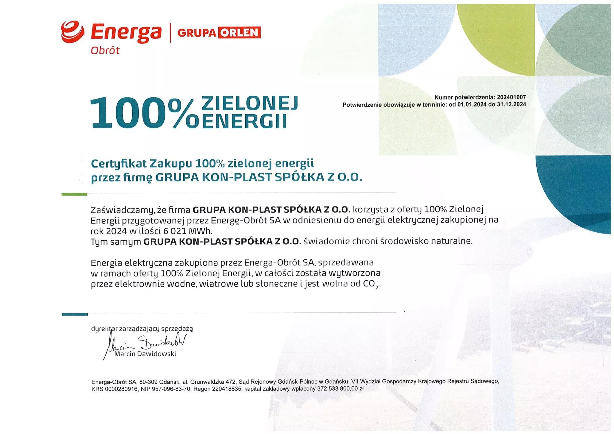  100% Zielonej Energii