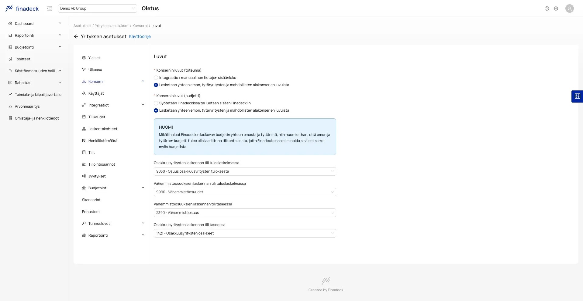 Konsolidoinnin näkymä