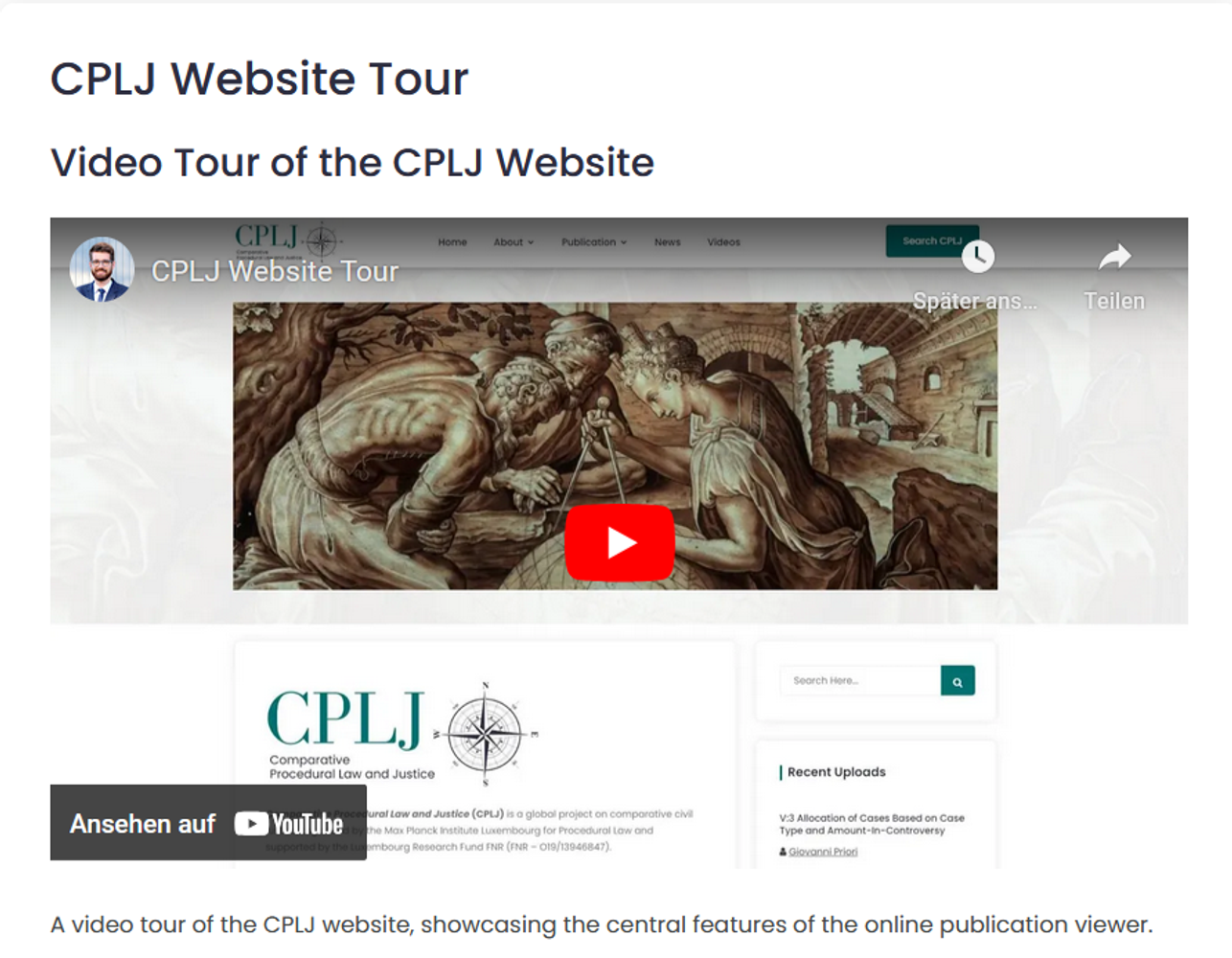 Video Tour of the CPLJ Website
