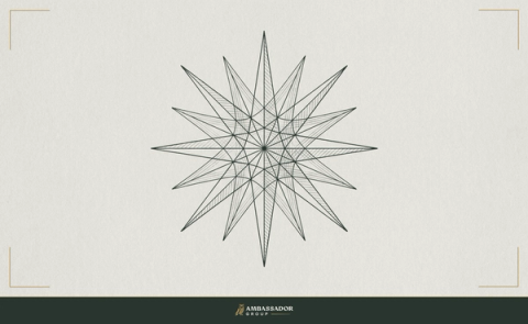 Engraving of scattered points joined by fine lines into a single coherent figure, the act of connecting the dots.