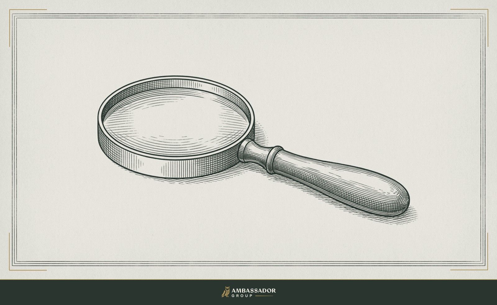 Antique engraving illustration. A large magnifying glass resting face-down over a blank page, its lens distorting nothing, a reminder that the tool must be lifted to see.