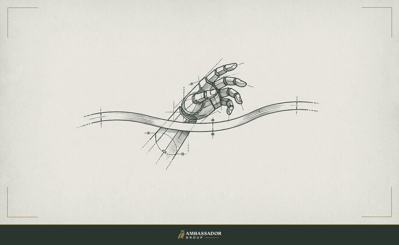 Antique engraving illustration. A hand extended across a finish line just as the tape is about to break, the ribbon still taut, the moment before acceptance rendered as suspension rather than arrival.