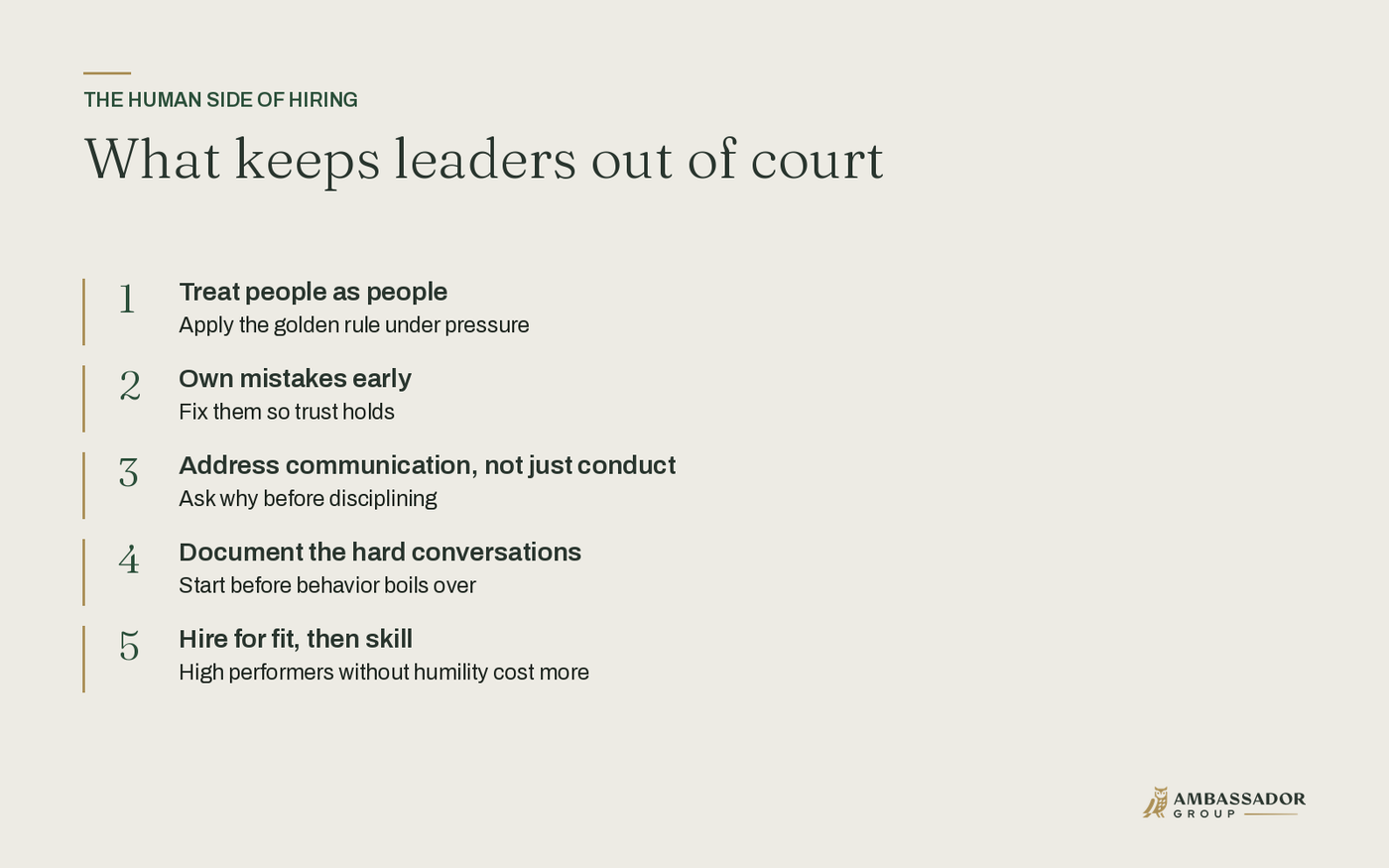 What keeps leaders out of court
