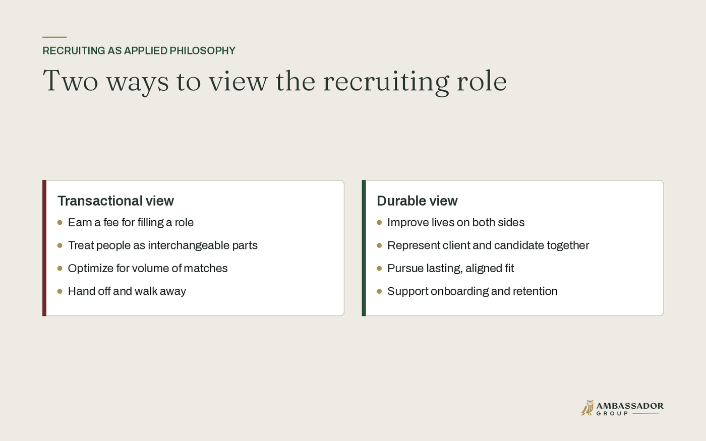 Two ways to view the recruiting role