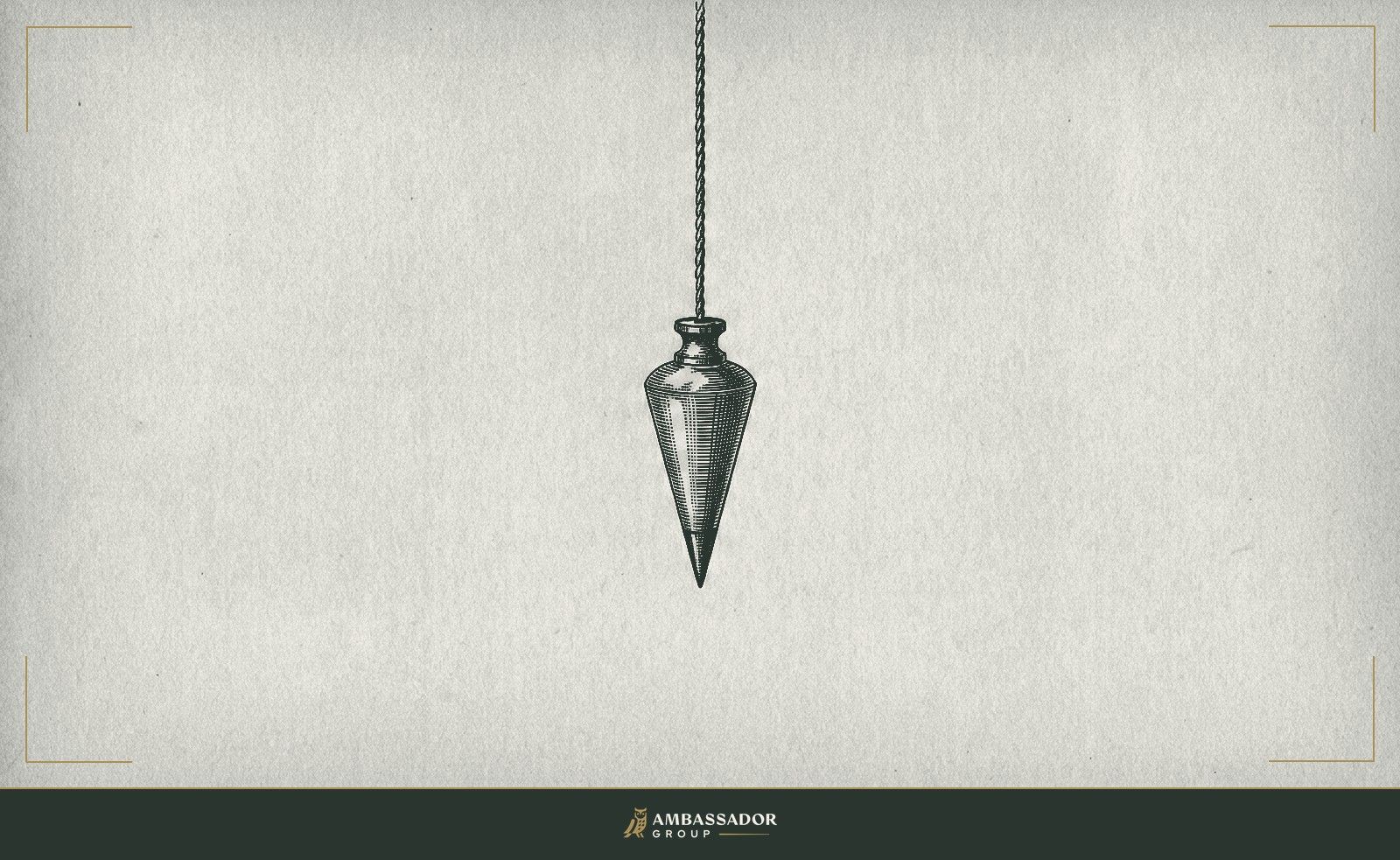 Antique engraving illustration. A carpenter’s plumb bob hangs still from a fine cord, finding true vertical.