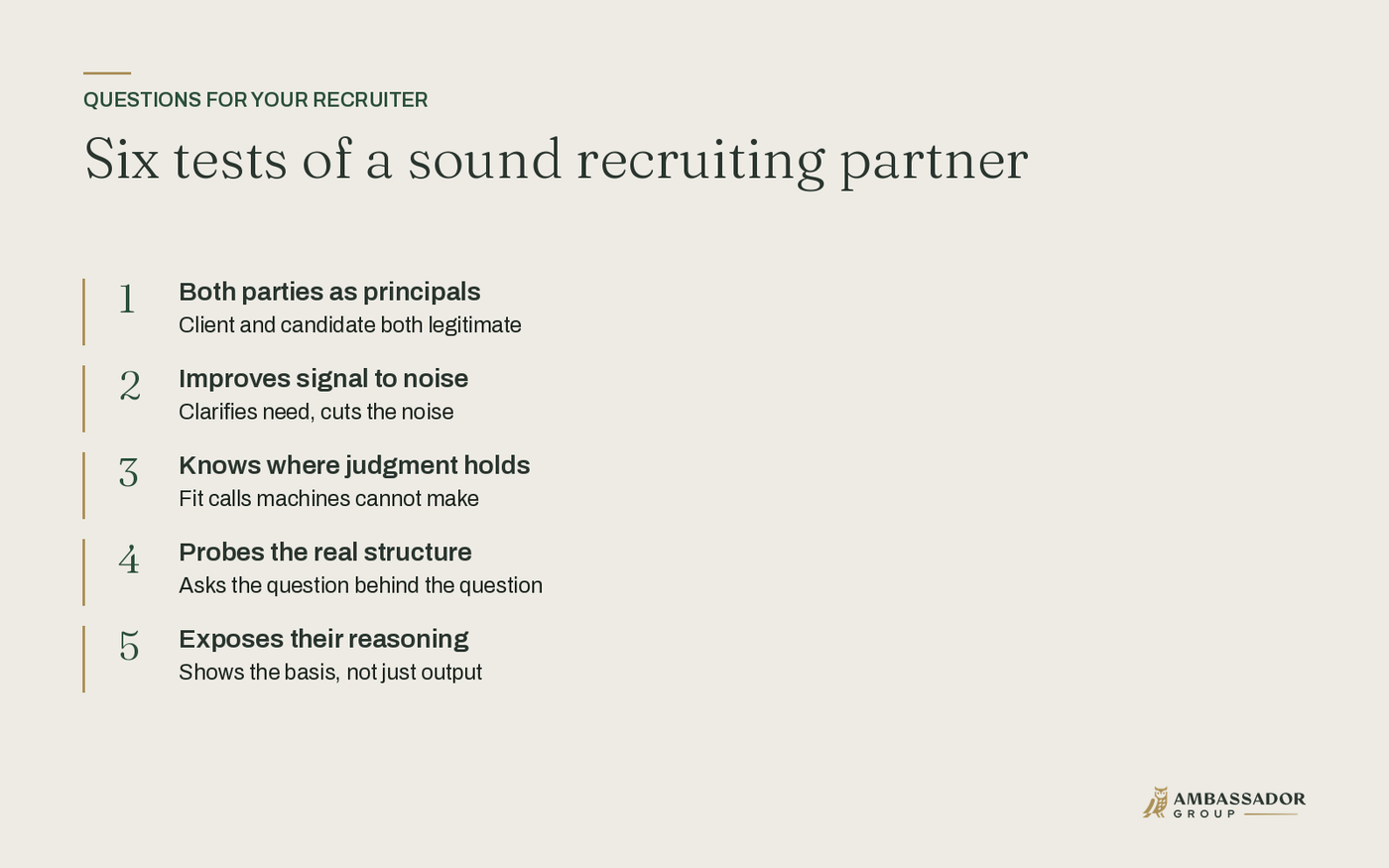 Six tests of a sound recruiting partner