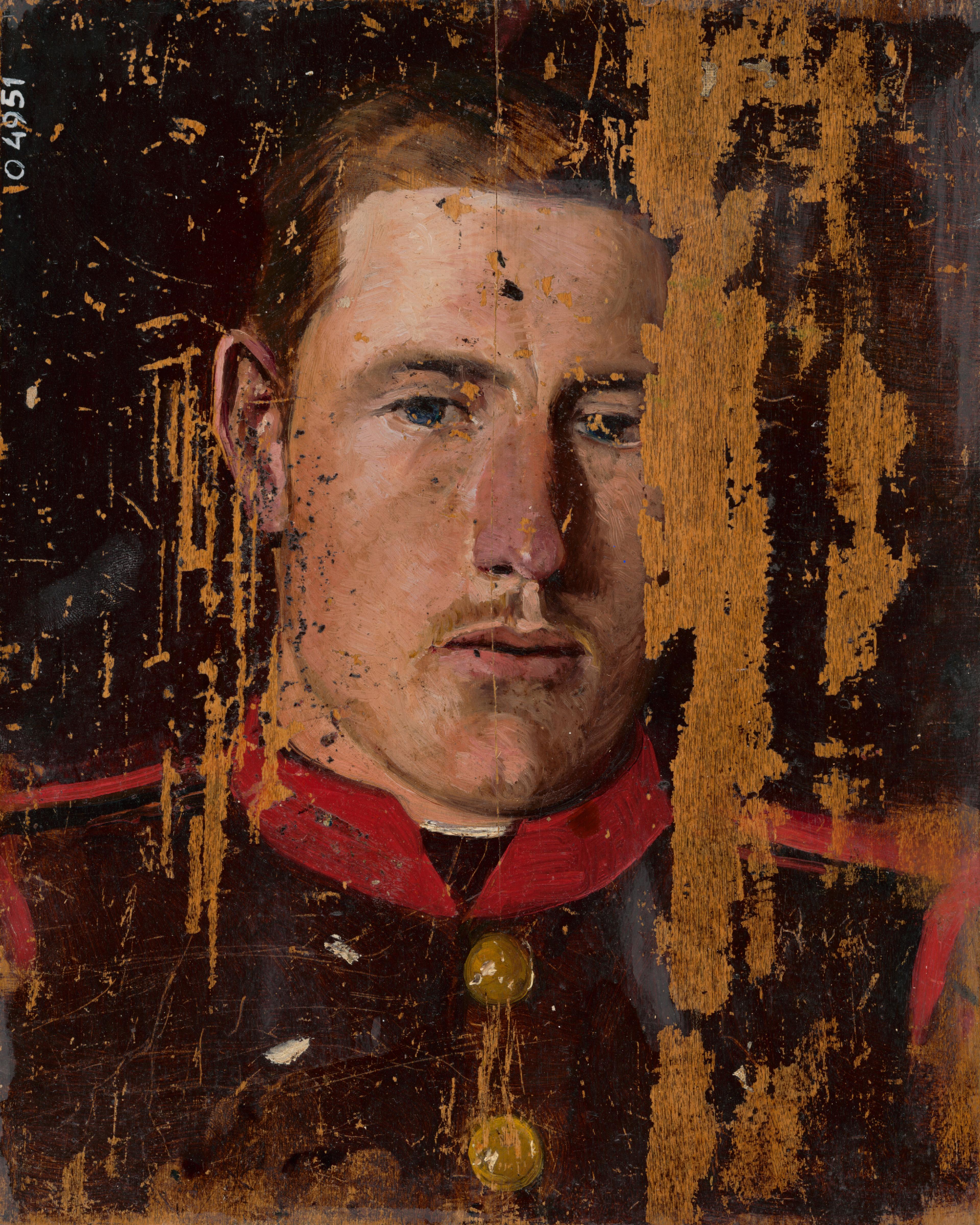 A Study of a Soldier's Head in a Worm