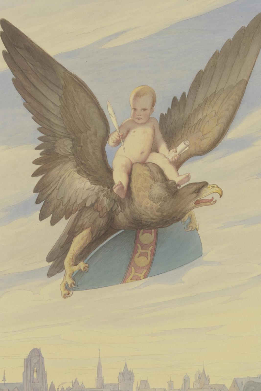 Goethes Geburt (Entwurf fur eine Standarte bei Goethes Jubilaum 1849), 1849 by edward von steinle
