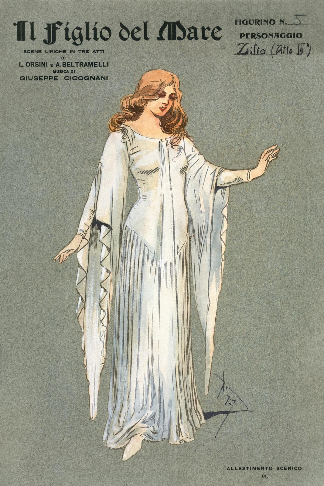 Zilia (1868-1954) watercolor by Pipein Gamba.