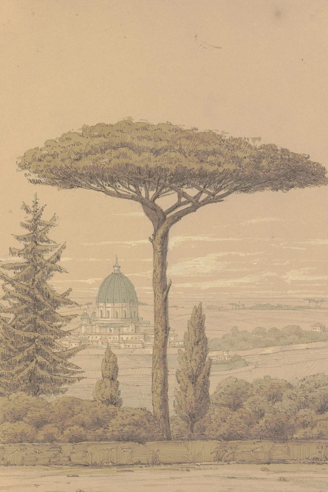 Blick von der Villa Melin bei Rom, 1853 by monogrammist f.w.l.