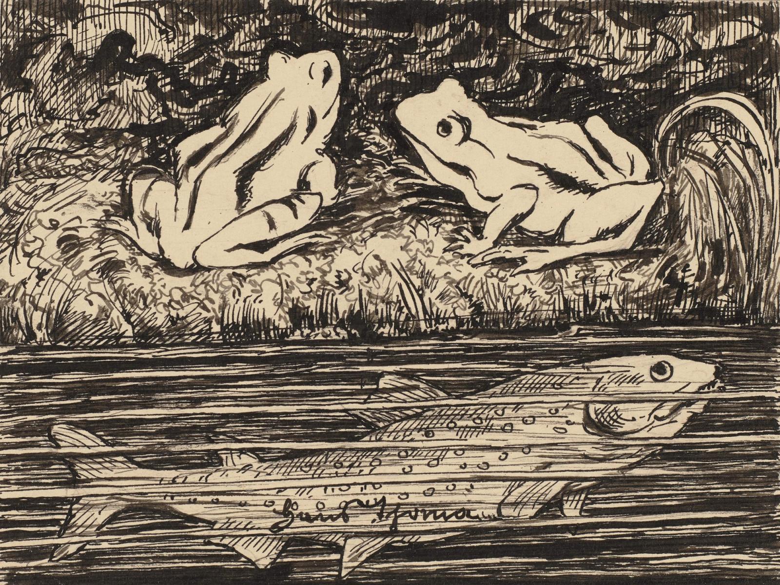 Zeichnung zur Fibel: Frosch, ca. 1905 by hans thoma
