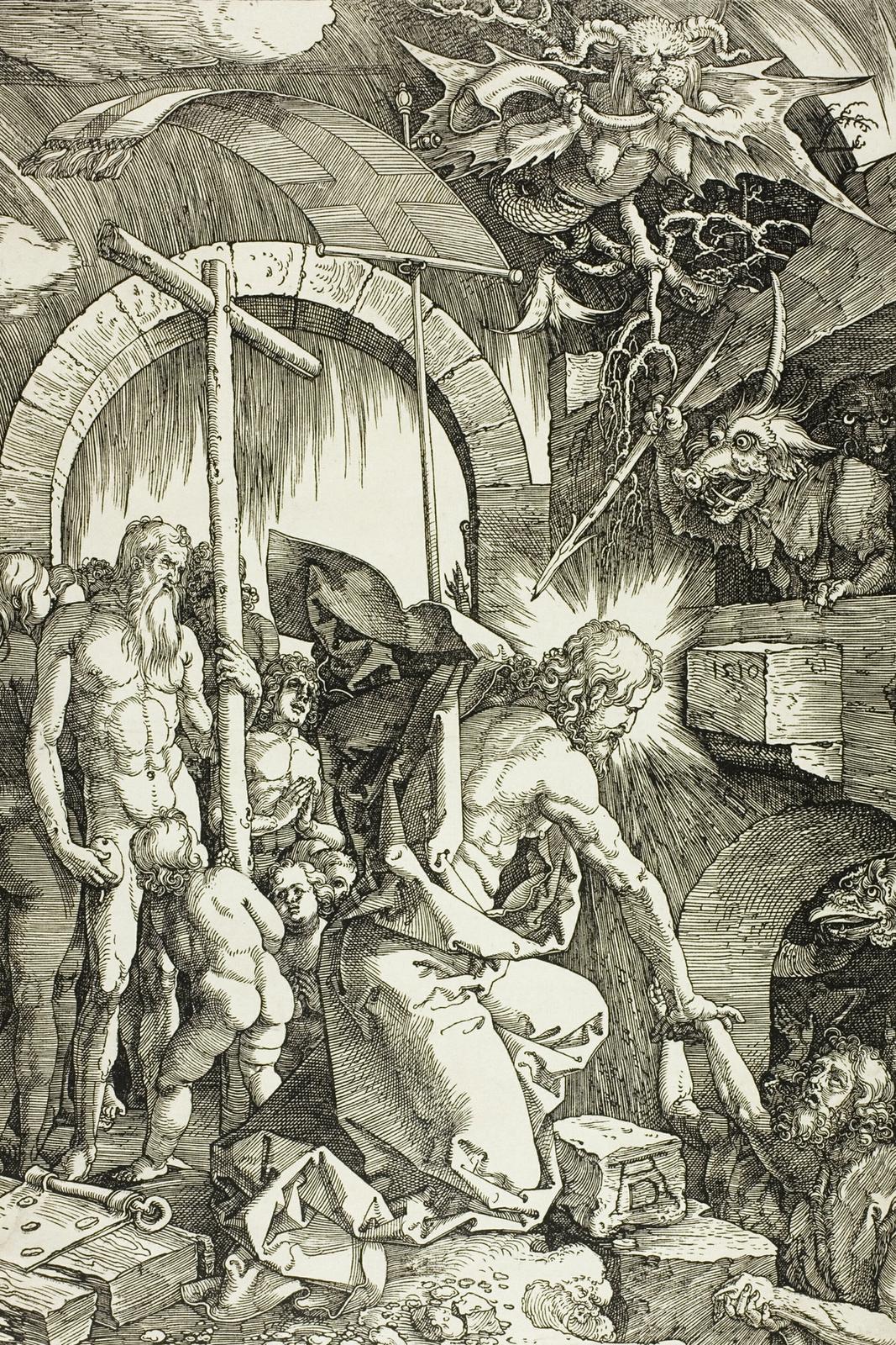 The Harrowing of Hell - Christ in Limbo, plate nine from The Large Passion by Albrecht Durer