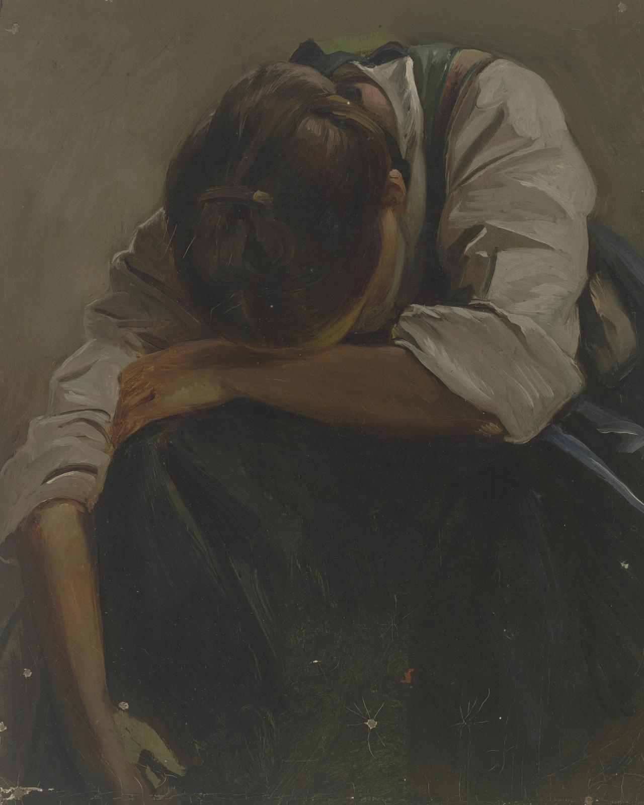 Crying peasant girl, null by jakob becker