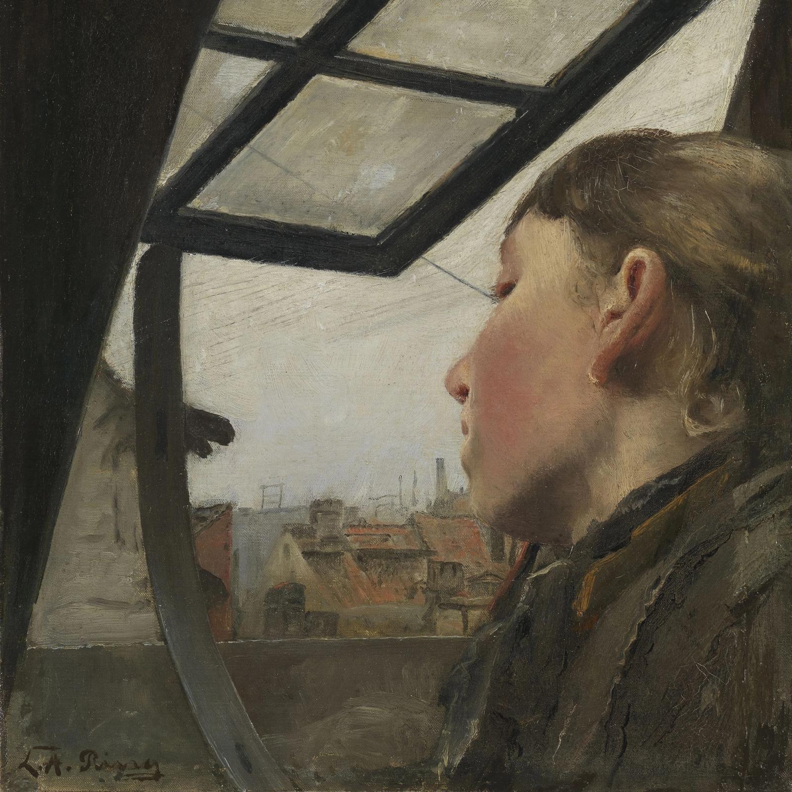 Young Girl Looking Out of a Window