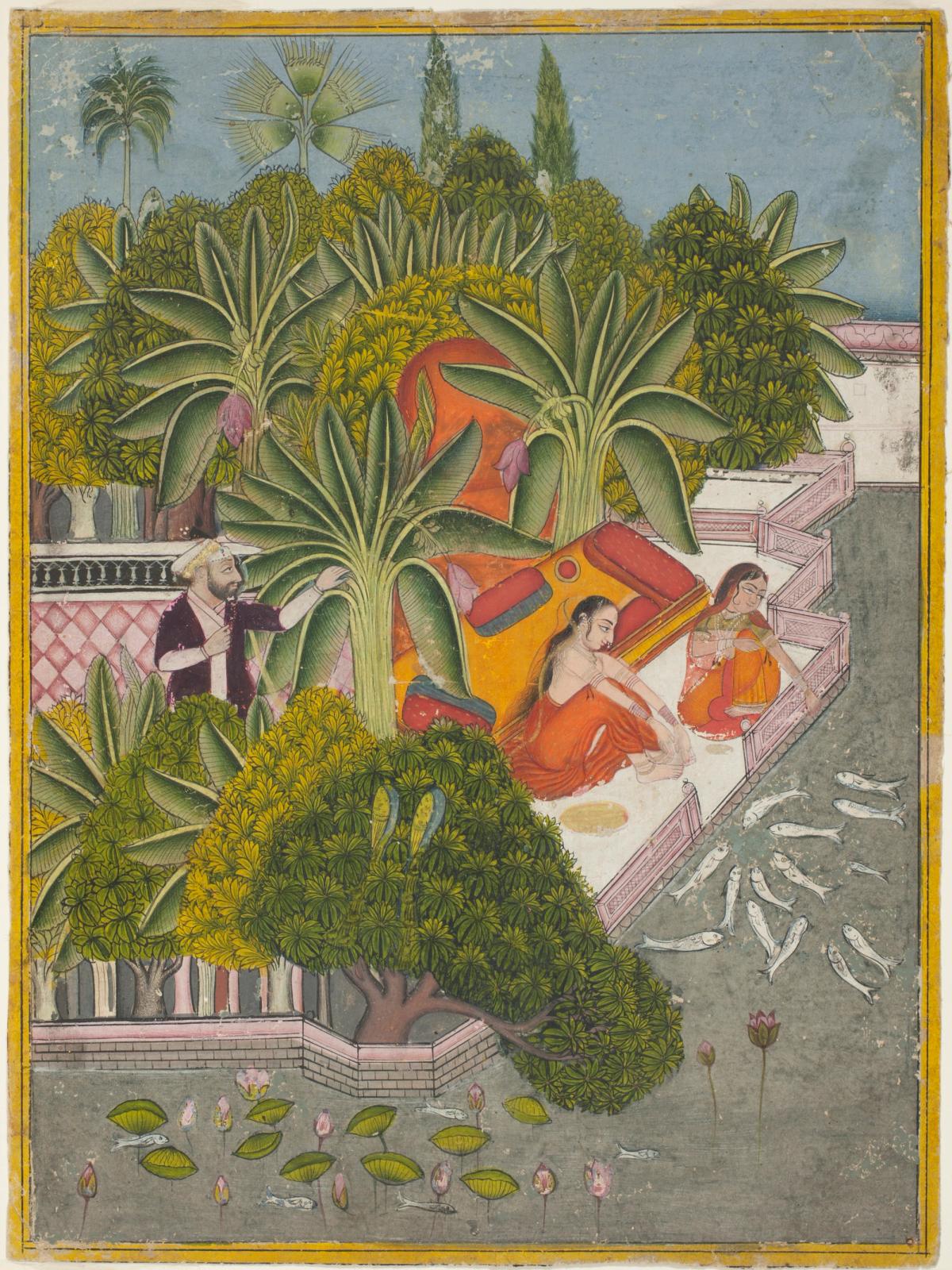 Royal Women Feeding Fish by Bundi workshop