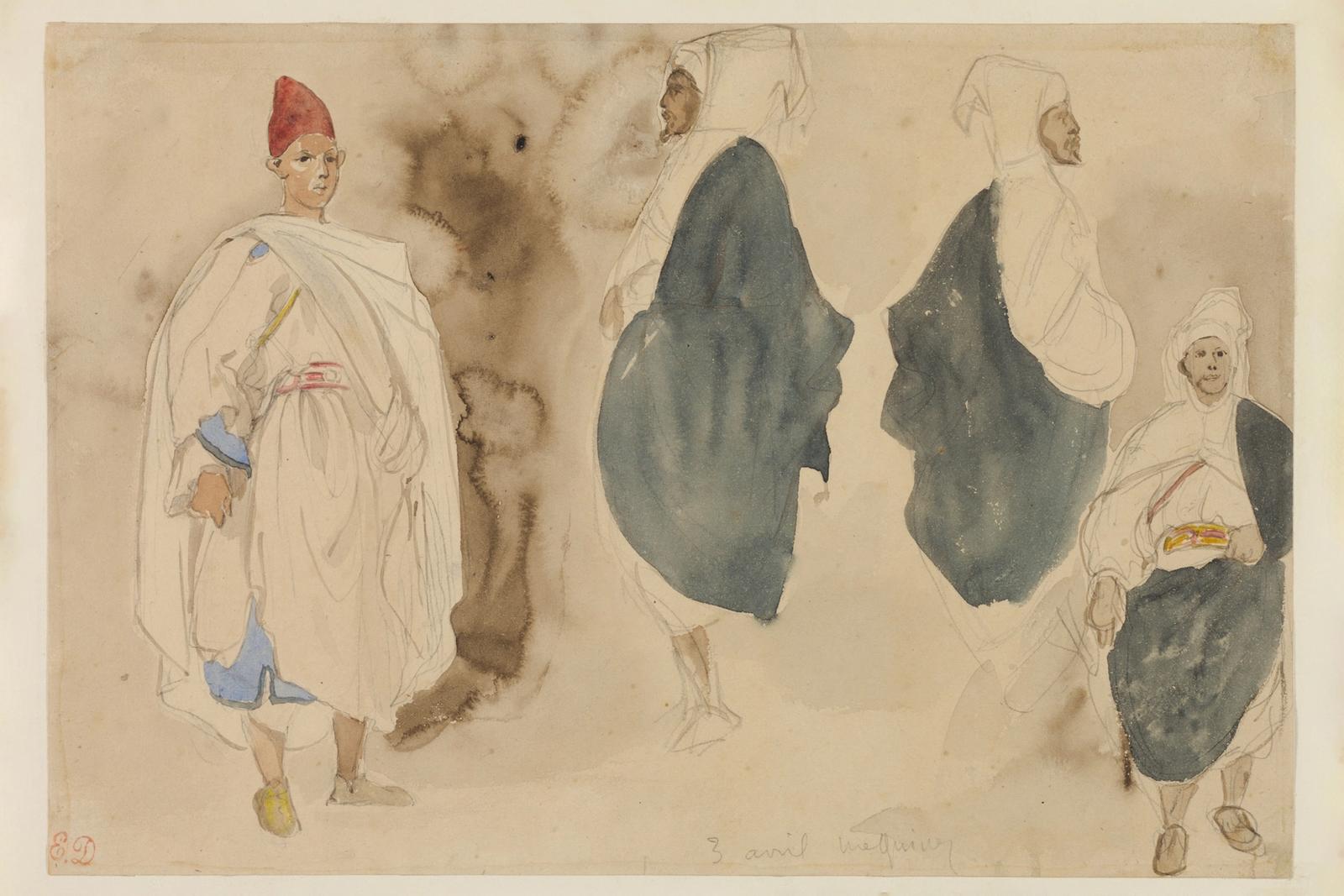 Four Sketches of Arab Men by Eugene Delacroix