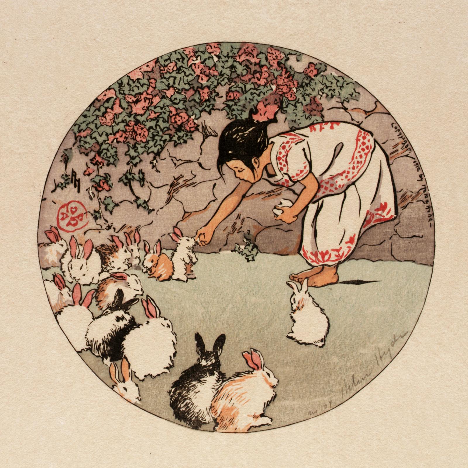 Feeding the Bunnies by Helen Hyde (1868-1919)