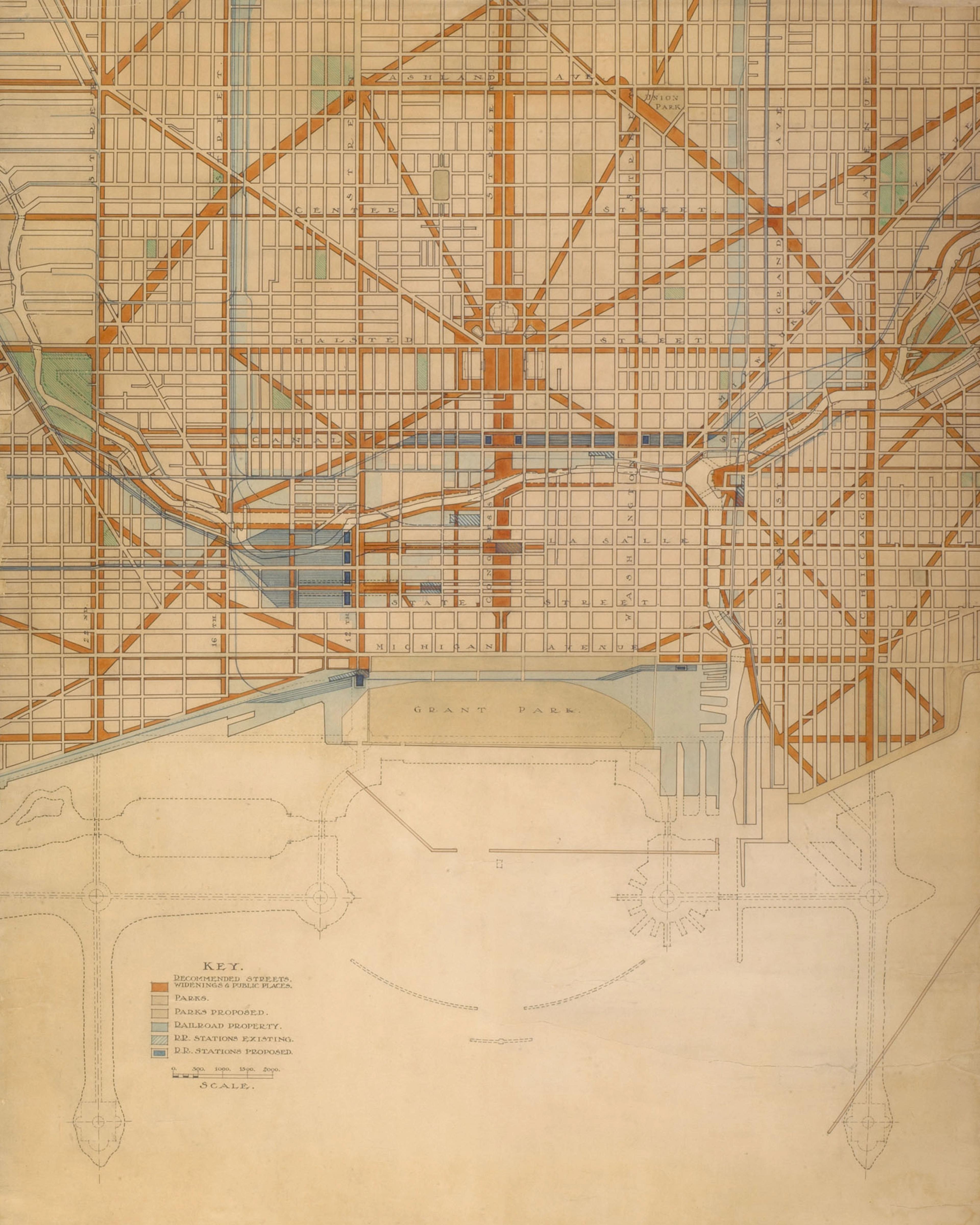Plan of the Center of the City, Plan of Chicago