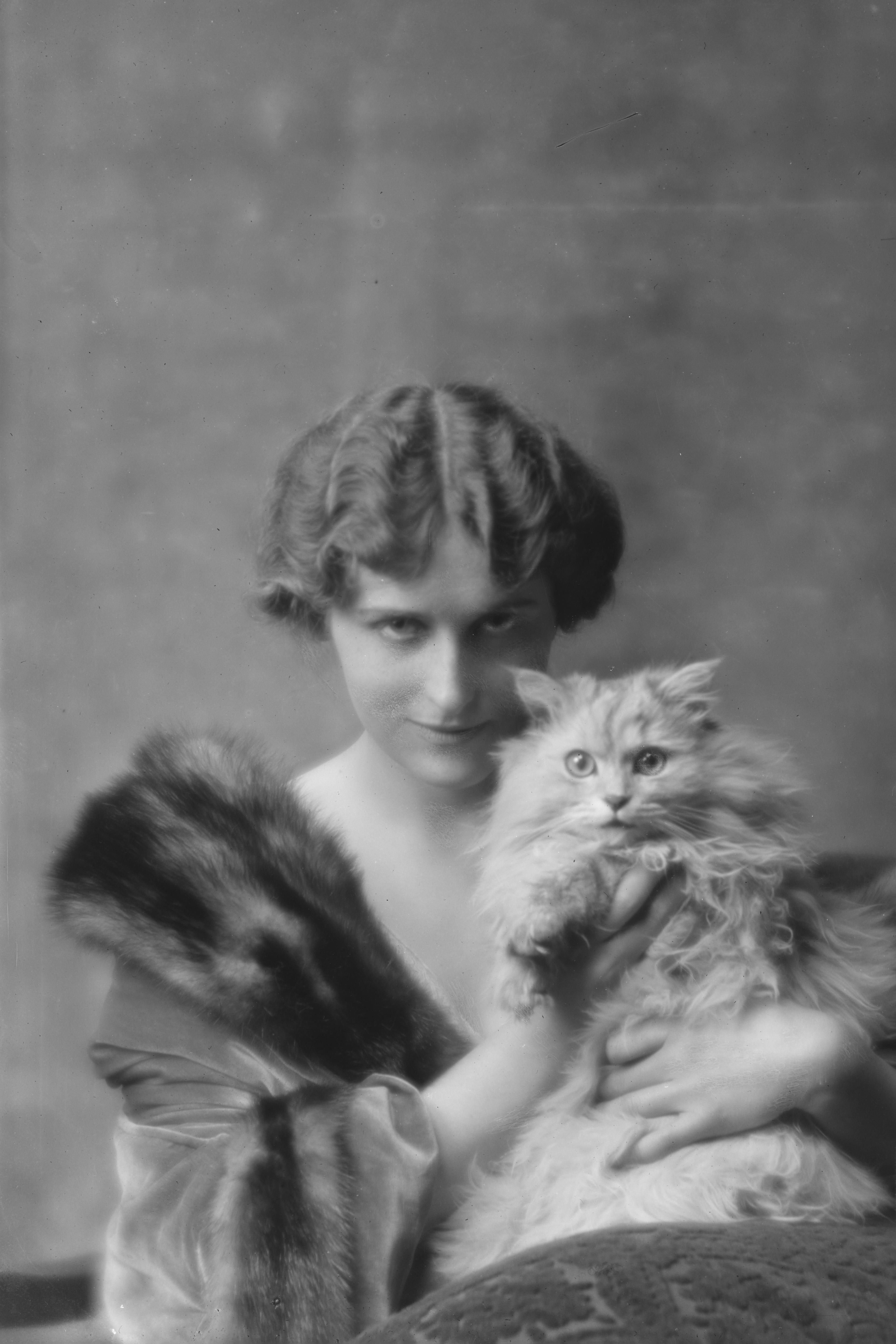 Miss Evelyn Marshall and Cat