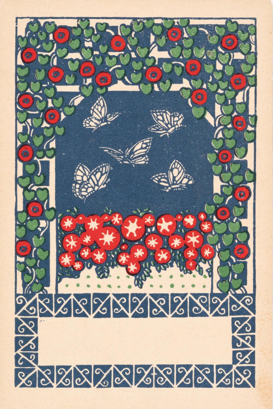 Postcard from the Wiener Werkstatte No. 45: Butterflies (1907) by Gustav Kalhammer and Wiener Werkstatte