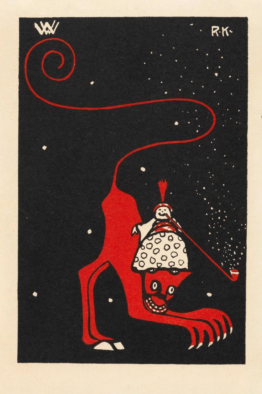 Postcard from the Wiener Werkstatte No. 33: joke card (1907) by Rudolf Kalvach and Wiener Werkstatte