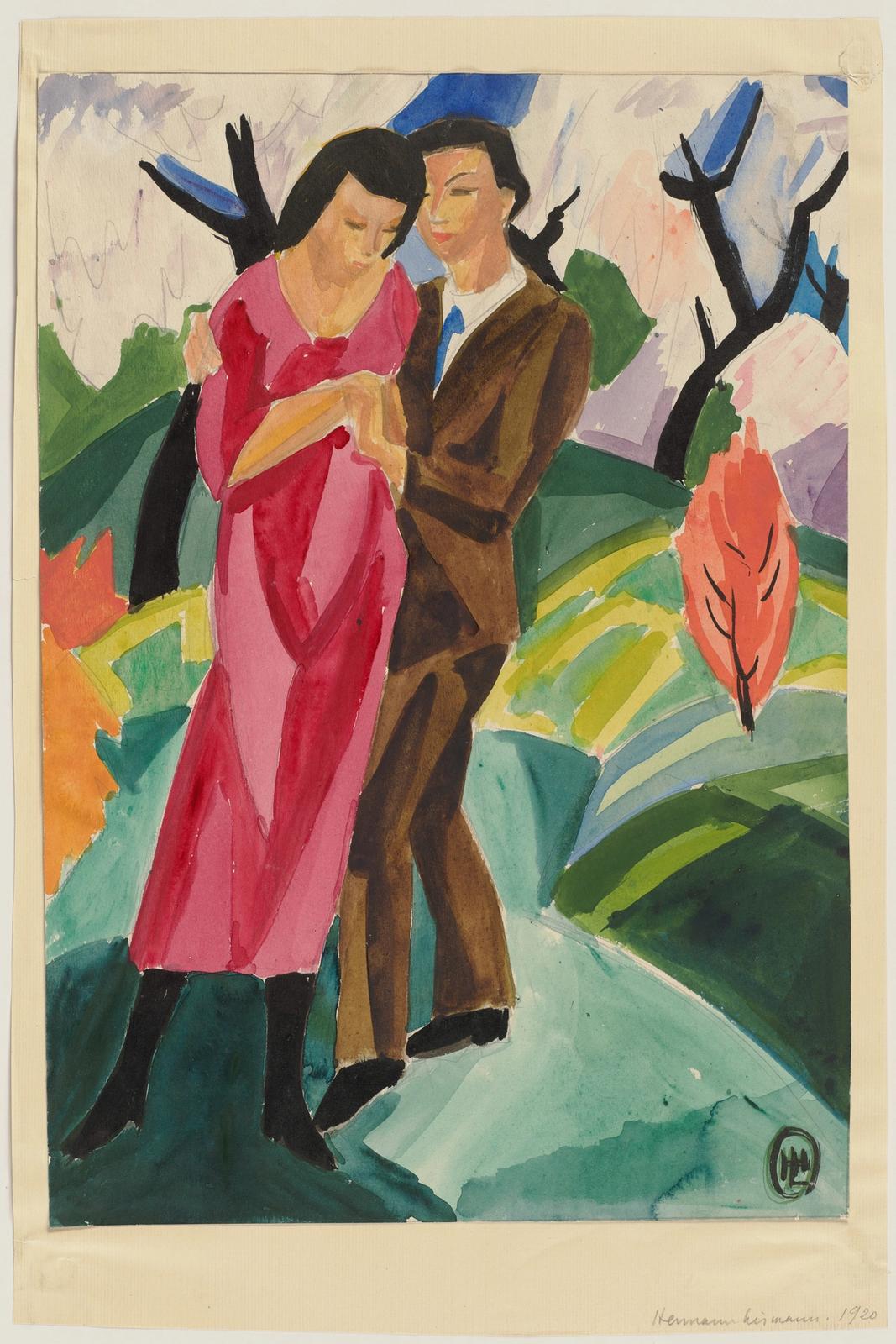Couple outside, 1920 by hermann lismann