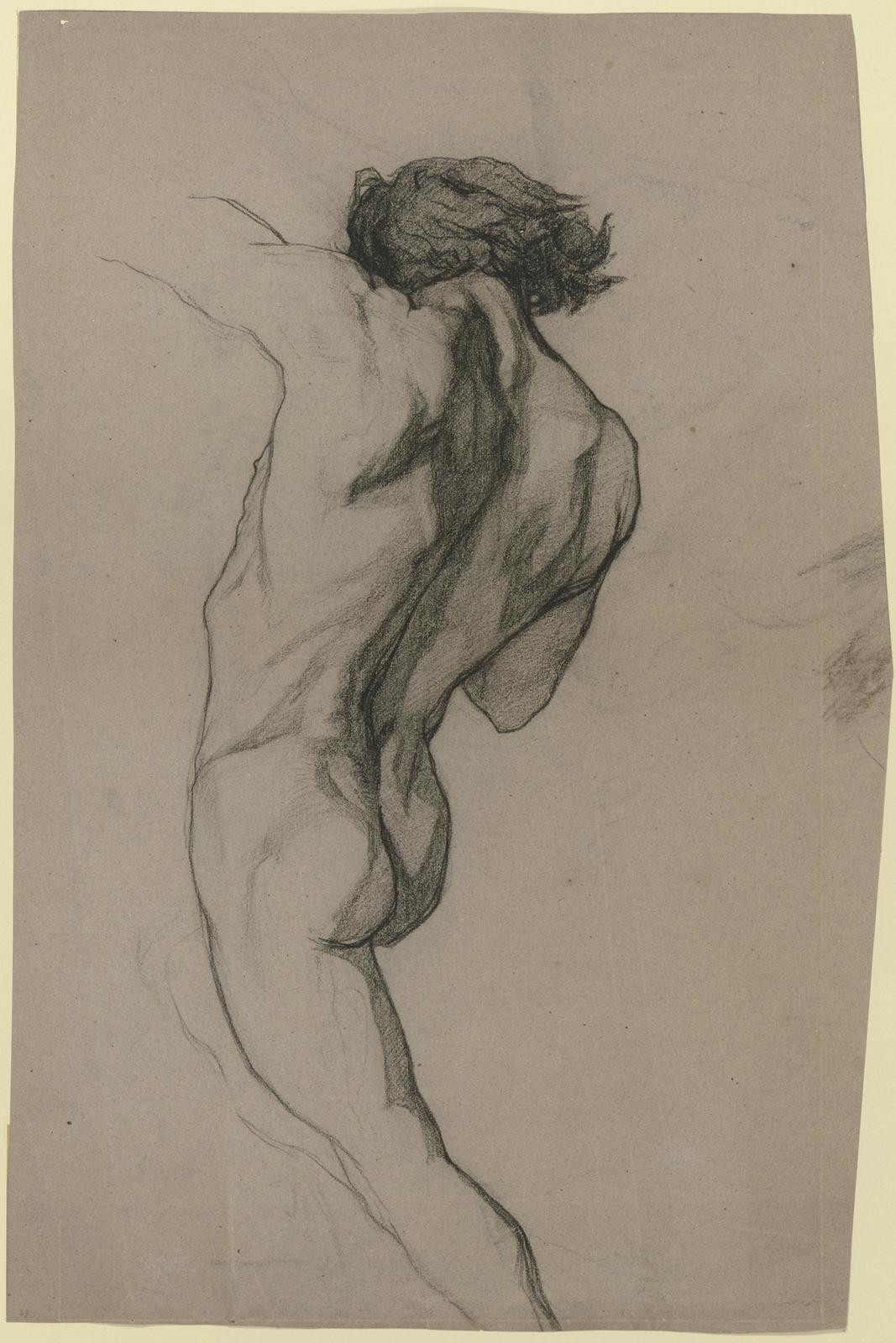 Ruckansichtiger mannlicher Akt (ein Gefahrte des Odysseus, eine Stange in den Boden stossend, aus "Odysseus und die Sirenen"?), null by victor muller