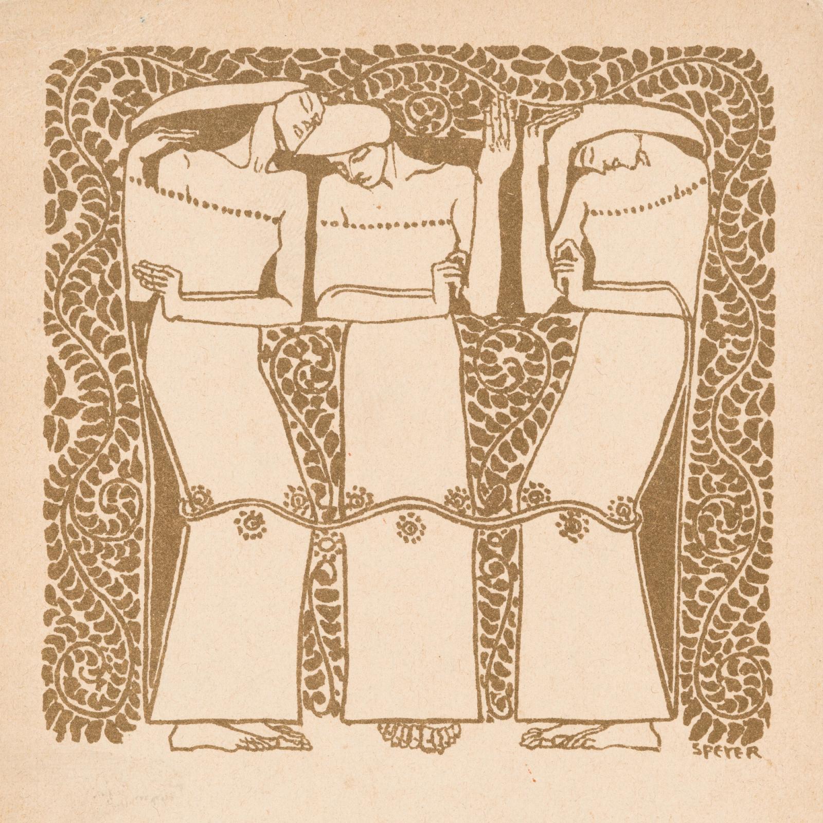 Postcard from the Wiener Werkstatte No. 60: New Year's card (1907) by Agnes Speyer and Wiener Werkstatte