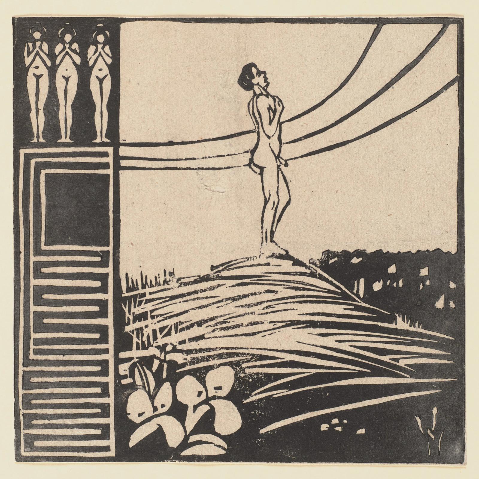 Male Figure on a Mountain (Longing). From the series "Two People", 1905 - 1906 by ernst ludwig kirchner