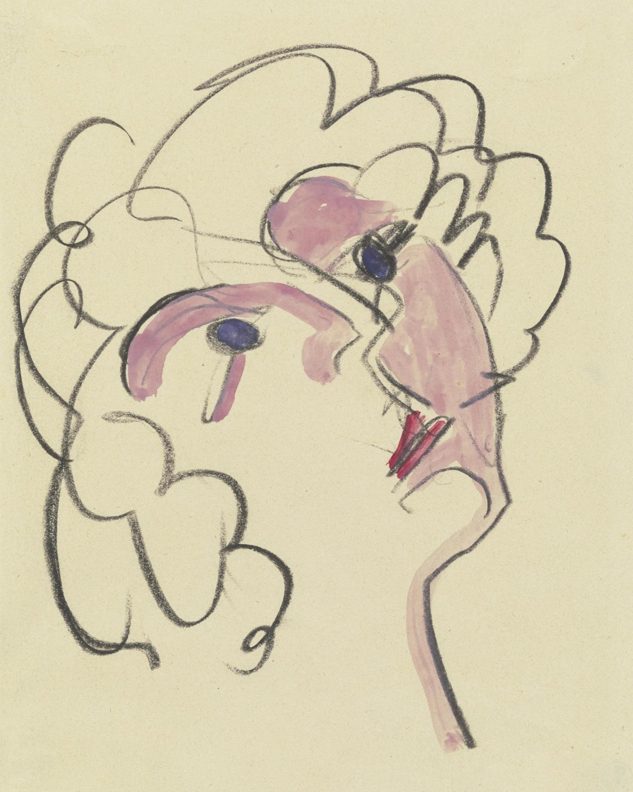 Emporblickender Frauenkopf, ca. 1926 by ernst ludwig kirchner