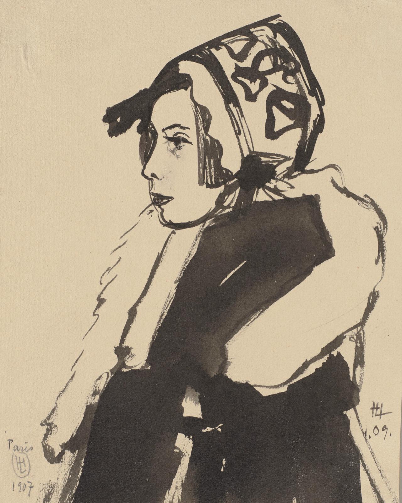 Madchen mit Mutze und Schal, September 1, 1907 by hermann lismann