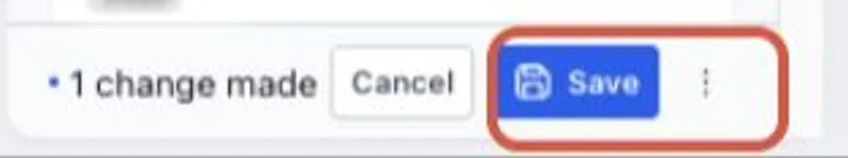 Save button highlighted beside the changed-field indicator.