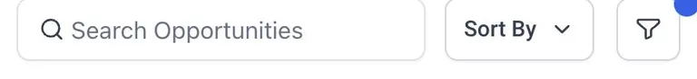 Search Opportunities field beside sorting and filter controls.