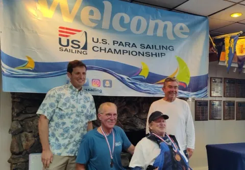 Eddie and Steve receiving their Bronze medals at the US Para Sailing Championships