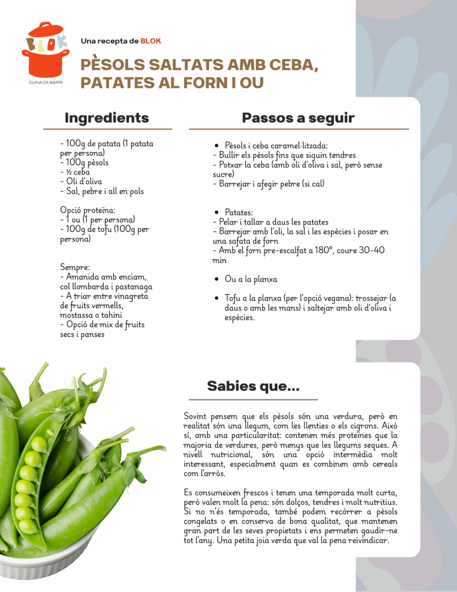 recepta de temporada pèsols