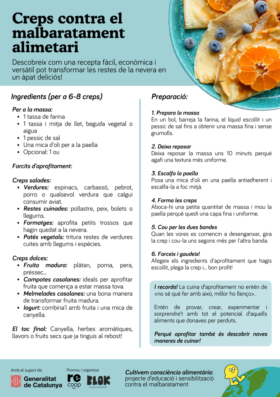 Recepta de creps contra el malbaratament alimetari