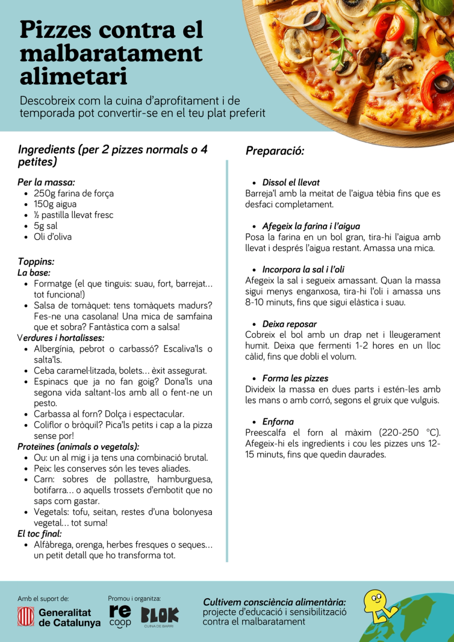 Recepta de pizza contra el malbaratament alimetari