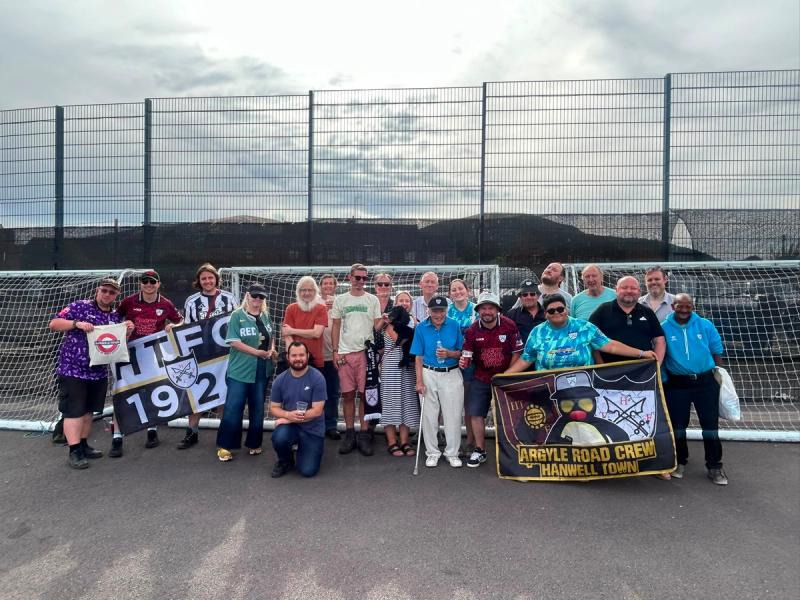 Hanwell Town fans at Malvern Town