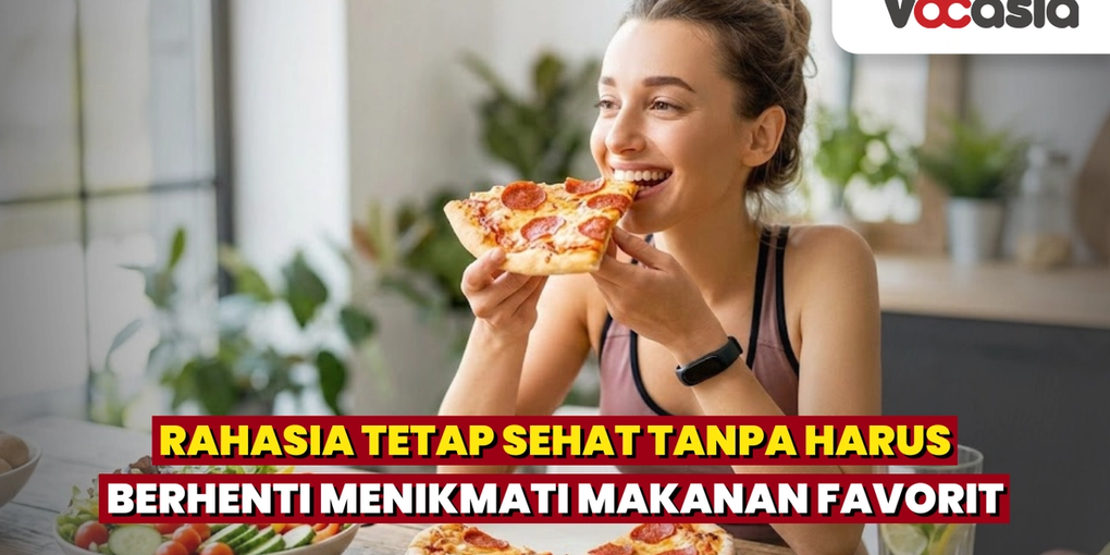 seorang wanita yang sedak menikmati beberapa makanan favorit nya
